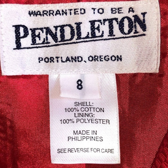 Pendleton Size 8 Blazer Jacket Red Textured Cotton Weave Career Work Preppy Fall - Picture 5 of 16